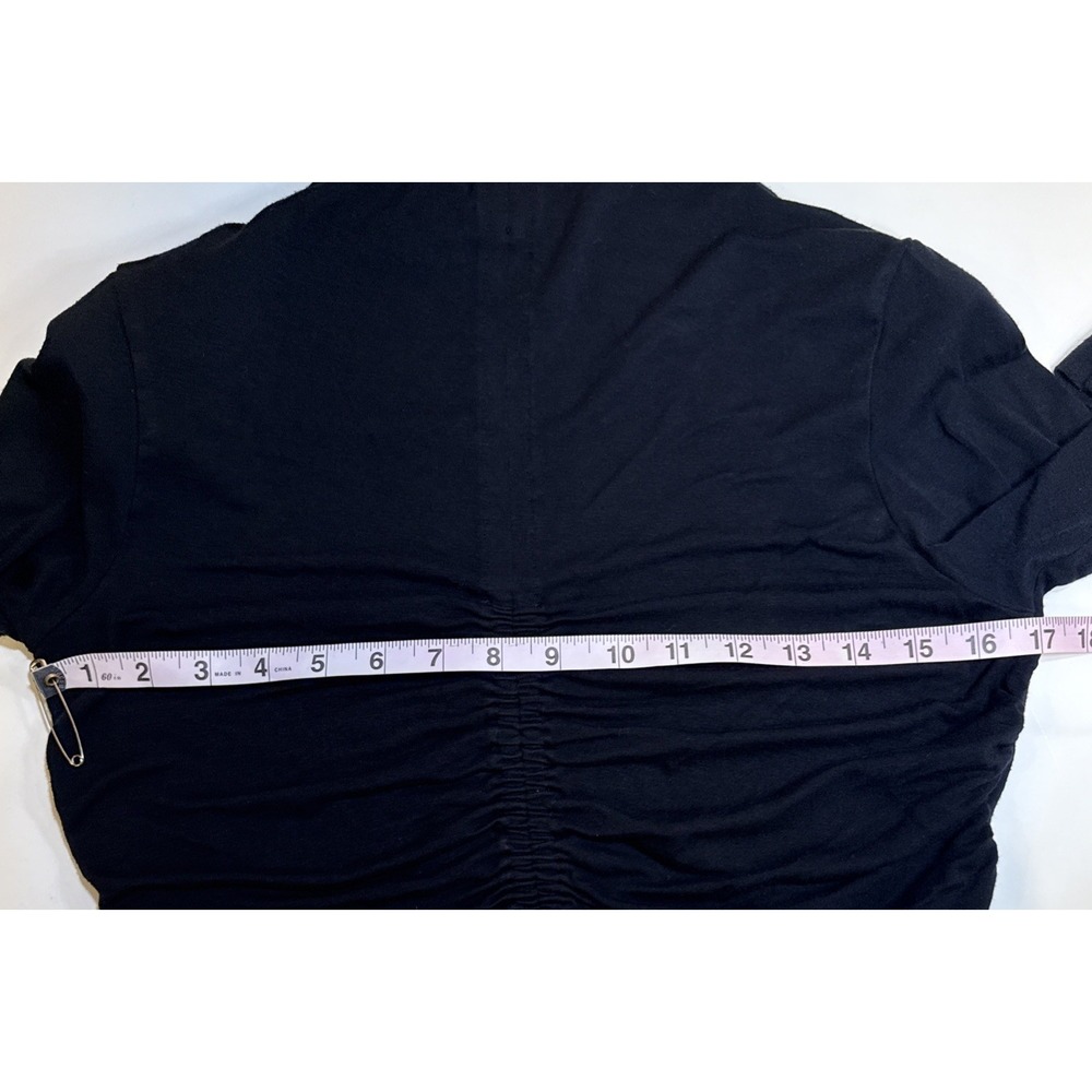 Anthropologie Women's M Black Ruched Long Sleeve Cropped top Stretch Boho - Picture 11 of 16